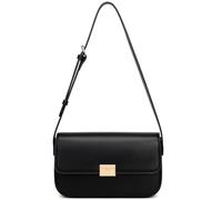 David Jones - Bolso bandolera para mujer - Mano de piel sintética rígida - Bolsa con solapa - Para fiesta - Teléfono elegante clásico chic, Negro