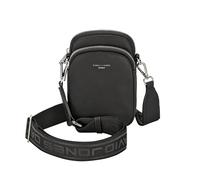 David Jones - Bolso bandolera para teléfono móvil, pequeño para mujer, bolsa con cartera, para hombro, mini bolsa de nailon, para la ciudad, trabajo, viaje, deporte, noche, Negro , talla única