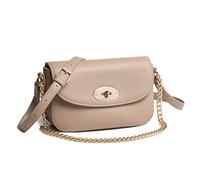 David Jones - Bolso bandolera pequeño para mujer, piel sintética de poliuretano - Bolso de mano con solapa - Bolsa para ciudad, fiesta, teléfono, moda, elegante, a la moda chic, Beige topo, talla