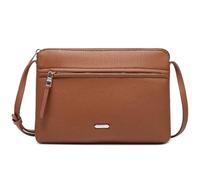 David Jones - Bolso cruzado para mujer - Bolso de mano plano pequeño de PU cuero para el hombro - Bolso de ciudad clásico y elegante - 2 compartimentos - Bolso para viajes, compras y teléfono, Talla