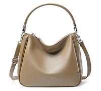 David Jones - Bolso de Hombro Hobo Mujer - Bolso de Mano Bandolera Piel Sintética - Bolso de Mano Mediana Asa Larga - Moda Clásica y Práctica Elegante - Beige