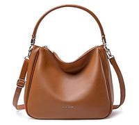 David Jones - Bolso de Hombro Hobo Mujer - Bolso de Mano Bandolera Piel Sintética - Bolso de Mano Mediana Asa Larga - Moda Clásica y Práctica Elegante - Marrón Cognac