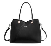 David Jones - Bolso de mano para mujer - Bolso de mano de piel sintética - Hombro - 3 compartimentos con varios bolsillos - Tote City Trabajo elegante clásico chic a la moda de tamaño mediano, Negro