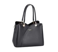 David Jones - Bolso de mano para mujer, piel sintética, 3 compartimentos, tamaño mediano, correa extraíble, clásica, elegante, Negro