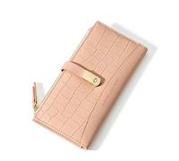 David Jones - Cartera de gran capacidad para mujer - Monedero largo de piel sintética - Tarjetero con múltiples compartimentos - Elegante y de moda, Pink, Talla única