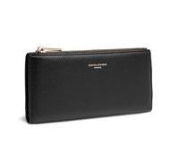 David Jones - Cartera de mujer tipo compañero de piel sintética PU - Larga cartera con soporte para tarjetas y monedas - Bolsillo para billetes y monedas, Negro , talla única