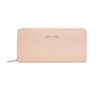 David Jones Cartera larga de piel sintética para mujer, 3 compartimentos para billetes, bolsillo interior con cremallera, múltiples ranuras para tarjetas, Rayas de adobe rosa, Taille unique