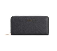 David Jones - Cartera larga para mujer, piel sintética, 3 compartimentos para billetes, bolsillo interior con cremallera, varias ranuras para tarjetas, Negro , Taille unique, Contemporáneo