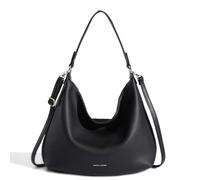 David Jones Hobo - Bolso de mano para mujer de piel sintética suave - Bandolera con asa larga - Bolso de compras clásico práctico, Negro, talla única