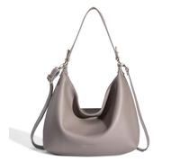 David Jones Hobo - Bolso de mano para mujer de piel sintética suave - Bandolera con asa larga - Clásico práctico de gran tamaño, gris, talla única