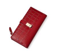 David Jones - Monedero de Gran Capacidad para Mujer de PU Efecto Piel - Portafolio con Múltiples Compartimentos - Cartera de Moda Diaria, rojo, Talla única