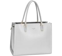 DAVID JONES Paris - Bolso de mano para mujer o ciudad, bolso de piel sintética talla grande, 3 compartimentos - Chic Elegante práctico, gris, L