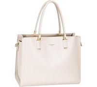 DAVID JONES Paris - Bolso de mano para mujer o ciudad, bolso de piel sintética talla grande, 3 compartimentos - Chic Elegante práctico, Crema de coco, L
