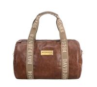 David Jones Paris - Bolso para hombre de piel sintética granulada, tamaño grande, con bandolera, para deporte, fin de semana o ciudad, marrón, Bolsa de viaje, formato cabina, gran capacidad, deportiva