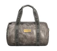 David Jones Paris - Bolso para hombre de piel sintética granulada, tamaño grande, con bandolera, para deporte, fin de semana o ciudad, Plata oscura, Bolsa de viaje, formato cabina, gran capacidad