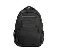 David Jones Paris - Mochila para ordenador portátil, cabina de avión (carga USB, tamaño A4, doble compartimento - Color negro - Práctica ciudad, viaje escolar, trabajo, Negro , Grande - Taille A4 -