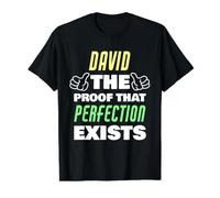 David La Prueba de Que la perfección Existe Funny David Nombre Camiseta gráfica económica, Hombre, Negro, L