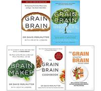 David Perlmutter 5 Books Collection Set (Grain Brain, The Grain Brain Whole Life Plan, Brain Maker, The Grain Brain Cookbook & No Grain, Smarter Brain)