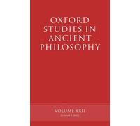 David Sedley Oxford Studies in Ancient Philosophy volume XXII (Tapa dura)
