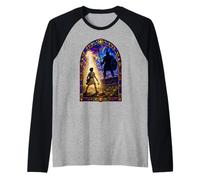 David Y Goliat Catedral gótica Medieval Mosaico Escena artística Camiseta Manga Raglan