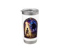 David Y Goliat Catedral gótica medieval mosaico escena artística Vaso térmico de acero inoxidable de doble pared