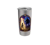 David Y Goliat Catedral gótica medieval mosaico escena artística Vaso térmico de acero inoxidable de doble pared