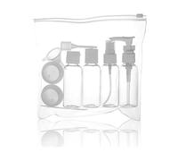 DAVIDJAMESCLARKE 5 Piezas Juego de Neceser de Viaje Transparente, botes viaje rellenables 100ml con bolsa de aseo para líquidos, antifugas, color negro con 3 embudos