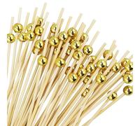 DAVIDJAMESCLARKE - Juego de 110 brochetas de frutas con perlas doradas, brochetas de perlas doradas, para cócteles, para bebidas, sándwiches, hamburguesas, postres, fiestas