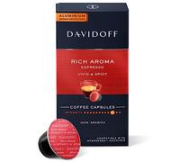 DAVIDOFF Cápsulas de Café Espresso Rich Aroma, 100% Arábica, Compatible con Nespresso, Intensidad 10, 10 Cápsulas