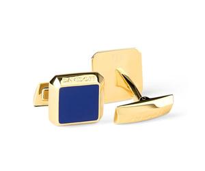 DAVIDOFF ESSENTIALS Cufflinks - Gemelos de oro cuadrados para hombre - gemelos para camisas chapados en oro con detalle lacado en azul oscuro - accesorios de hombre para bodas y eventos de etiqueta