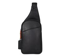 DAVIDOFF ESSENTIALS Sling bag - mochila de hombre bandolera de piel - de viaje con cremallera y forro de algodón -para trabajo u oficina - negro