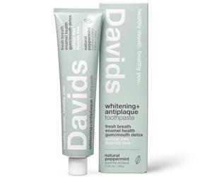 Davids Natural Toothpaste, Whitening, Antiplaque, Fluoride-Free, SLS-Free, Peppermint Oil, 5.25 OZ, Tube Roller Included by Davids Natural Toothpaste