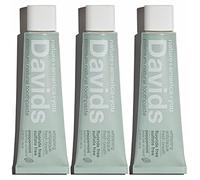Davids Natural Whitening Travel Toothpaste, Antiplaque, Fluoride Free, Peppermint, 1.75 OZ, TSA Approved Travel Size (3 Pack)