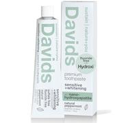 Davids Pasta de dientes natural Nano Hydroxyapaite para sensibilidad, menta, sin fluoruro, sin SLS, remineraliza el esmalte, blanqueamiento suave, exprimidor de pasta de dientes incluido, tubo de meta