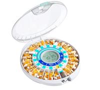 Daviky Dispensador automático de pastillas para ancianos con alarma, pastillero electrónico de 28 días, recordatorios de sonido y luz para medicamentos, vitaminas y suplementos