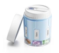 Daviky - Organizador de botellas de vitaminas, organizador de suplementos con 7 compartimentos grandes, dispensador de píldoras medicinales con dos tapas (azul)