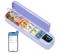 Daviky - Organizador inteligente de pastillas con alarma, 7 dispensadores diseñados para el pastillero de Parkinson con alarma (morado)