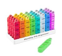 Daviky Organizador mensual de píldoras 4 veces al día, organizador de píldoras de 30 días con organizador diario de pastillas, estuche de píldoras de un mes, contenedor de píldoras de 31 días para