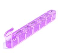 Daviky Organizador semanal de píldoras, pastillero grande para 7 días, pastillero de viaje, dispensador diario de píldoras para vitaminas, medicamentos, suplementos y aceite de pescado (morado)