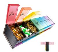 Daviky Pastillero semanal extra grande 2 veces al día, pastillero XXL para 7 días con compartimentos grandes AM PM, estuche de medicina diaria sin BPA, soporte para pastillas jumbo para aceites de