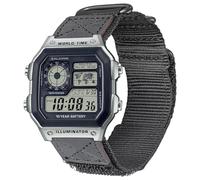 DAVILANE Correa de reloj de 18 mm para Casio AE-1000W AE-1200 AE-1300 AEQ-110W AQ-S800W MRW-200H MRW-S300 SGW-300H SGW-400H W-216H W-218H W-735H, correa deportiva de nailon resistente, negro/azul