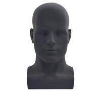 Davinona Cabeza de maniquí masculino profesional para mostrar pelucas sombreros máscara gafas de sol joyas y soporte de exhibición de Scravat (negro mate)