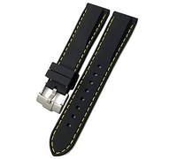 DAVNO Correa de reloj de goma de 19 mm, 21 mm, 20 mm, 22 mm, 23 mm, 24 mm, para Seiko correa de reloj de silicona suave impermeable (color: negro amarillo, tamaño: 20 mm)