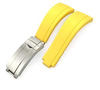DAVNO Correa de reloj de goma de 20 mm y 21 mm para Rolex Submariner GMT Daytona Oyster Perpetual Yacht Master Slide Lock Hebilla Correa de silicona (Color: Amarillo, Tamaño: 21 mm)