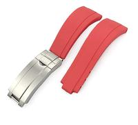 DAVNO Correa de reloj de goma de 20 mm y 21 mm para Rolex Submariner GMT Daytona Oyster Perpetual Yacht Master Slide Lock Hebilla Correa de silicona (Color: Rojo, Tamaño: 20 mm)