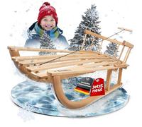 Davoser - Trineo de madera con respaldo para niños - Trineo de nieve con cuerda, 90 cm
