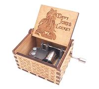 Davy Jones - Caja de música con medallón de manivela tallada de madera, reproduce el tema de Davy Jone, color marrón