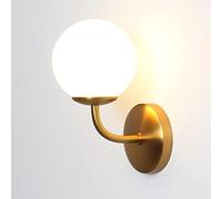 DAWALIGHT Aplique Pared Dorado, Globo de Cristal con Fuente G9 LED Blanco Cálido, Aplique Pared Interior Impermeable para Baño, Dormitorio & Sala de Estar, Oro Satinado