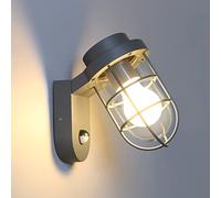 DAWALIGHT Farol Exterior con Sensor de Movimiento, Aplique de Pared IP44 Impermeable, E27, Aluminio, Gris Oscuro - Para Jardín, Patio, Puerta delantera y Escaleras