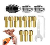 DAWCBVJQ Chuck Collet Set, Drill Chuck Collet Set | Herramienta rotativa de latón Chuck | Reemplazo de vástago sin llave 1/32-1/8 pulgadas para herramientas giratorias, accesorios de molinillo